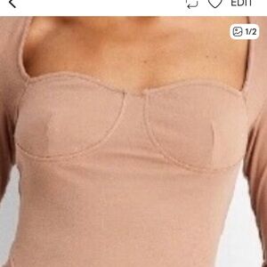 Tan bodysuit style top